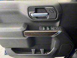 Front Door Handle Surround Accent Trim; Raw Carbon Fiber (20-25 Silverado 2500 HD)