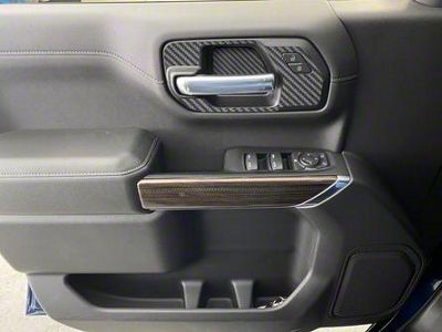 Front Door Handle Surround Accent Trim; Raw Carbon Fiber (20-24 Silverado 2500 HD)