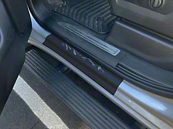 Front Door Sill Protection with Mountain Logo; Black (15-25 Silverado 2500 HD)