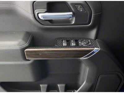 Front Door Switch Accent Trim; Domed Carbon Fiber (20-25 Silverado 2500 HD)