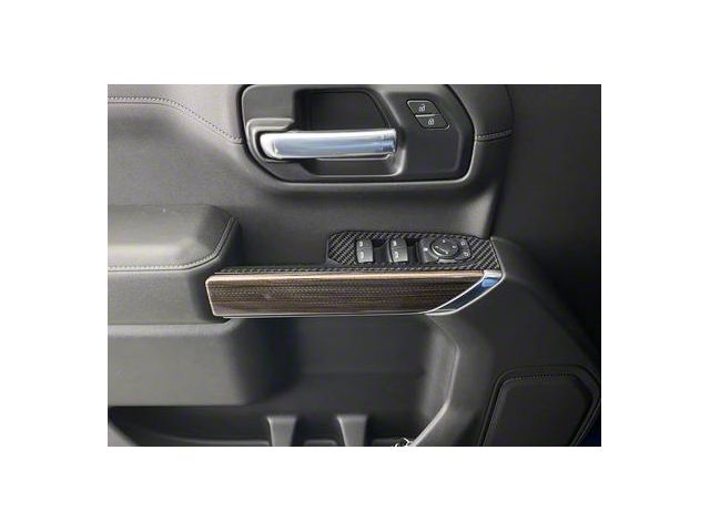 Front Door Switch Accent Trim; Domed Carbon Fiber (20-24 Silverado 2500 HD)