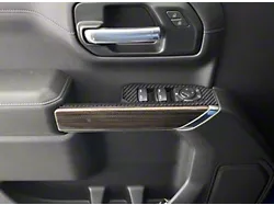 Front Door Switch Accent Trim; Domed Carbon Fiber (20-24 Silverado 2500 HD)