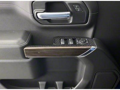Front Door Switch Accent Trim; Domed Matte Carbon Fiber (20-25 Silverado 2500 HD)