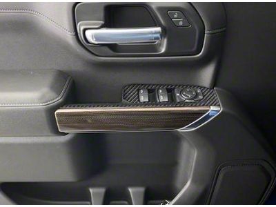 Front Door Switch Accent Trim; Domed Matte Carbon Fiber (20-24 Silverado 2500 HD)