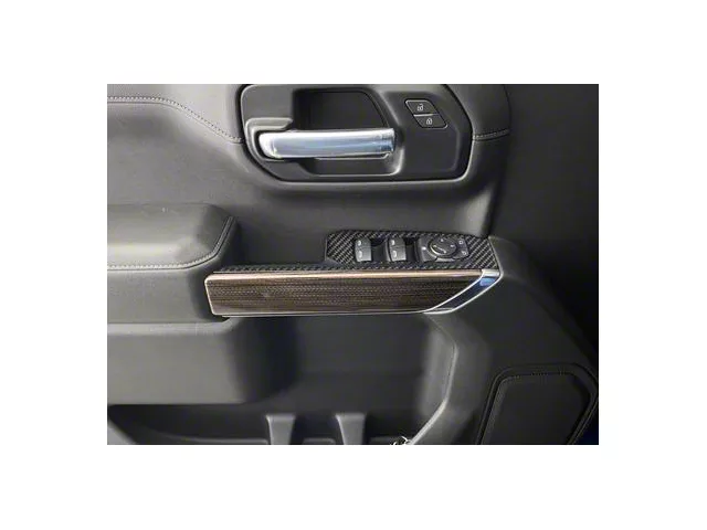 Front Door Switch Accent Trim; Domed Matte Carbon Fiber (20-24 Silverado 2500 HD)