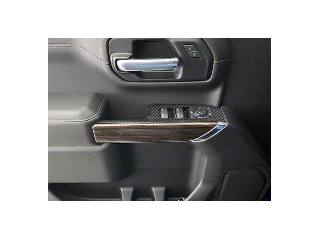 Front Door Switch Accent Trim; Raw Carbon Fiber (20-24 Silverado 2500 HD)