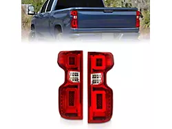 Full LED Tail Lights with Sequential Turn Signal; Chrome Housing; Red/Clear Lens (20-23 Silverado 2500 HD w/ Factory LED Tail Lights)
