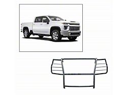 Grille Guard with 5.30-Inch Black Round Flood LED Lights; Black (20-23 Silverado 2500 HD)