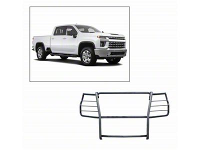 Grille Guard with 5.30-Inch Red Round Flood LED Lights; Black (20-23 Silverado 2500 HD)