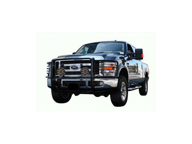 Grille Guard with 7-Inch Round LED Lights; Black (11-14 Silverado 2500 HD)