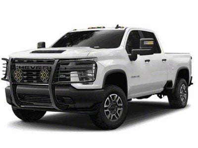 Grille Guard with 7-Inch Round LED Lights; Black (20-24 Silverado 2500 HD)