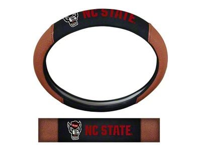 Grip Steering Wheel Cover with North Carolina State University Logo; Tan and Black (Universal; Some Adaptation May Be Required)
