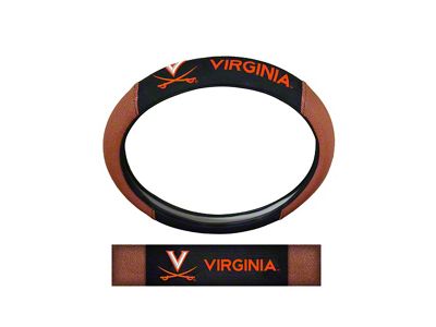 Grip Steering Wheel Cover with University of Virginia Logo; Tan (Universal; Some Adaptation May Be Required)