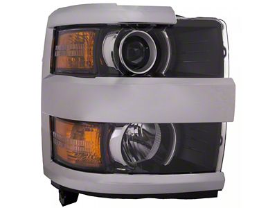 Headlights Depot Halogen Headlight with Chrome Trim; Passenger Side; Black Housing; Clear Lens (15-19 Silverado 2500 HD)