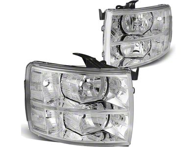 Headights with Clear Corners; Chrome Housing; Clear Lens (07-14 Silverado 2500 HD)