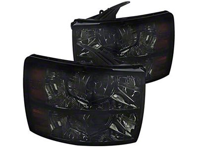 Factory Style Headlights; Chrome Housing; Smoked Lens (07-14 Silverado 2500 HD)