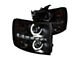 Dual Halo Projector Headlights; Black Housing; Smoked Lens (07-14 Silverado 2500 HD)