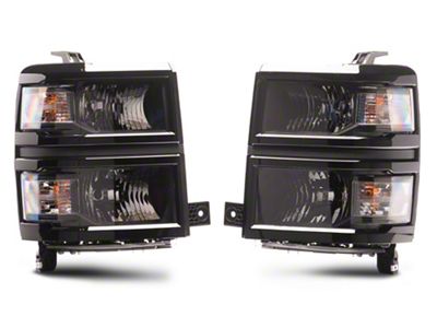 Factory Style Headlights with Clear Corner Lights; Black Housing; Clear Lens (2015 Silverado 2500 HD)