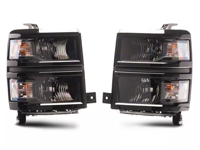 Factory Style Headlights with Clear Corner Lights; Black Housing; Clear Lens (2015 Silverado 2500 HD)