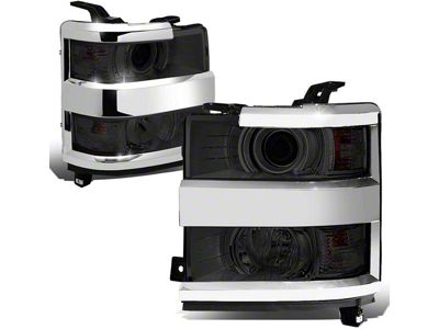 Projector Headlights with Clear Corner Lights; Chrome Housing; Smoked Lens (15-19 Silverado 2500 HD)