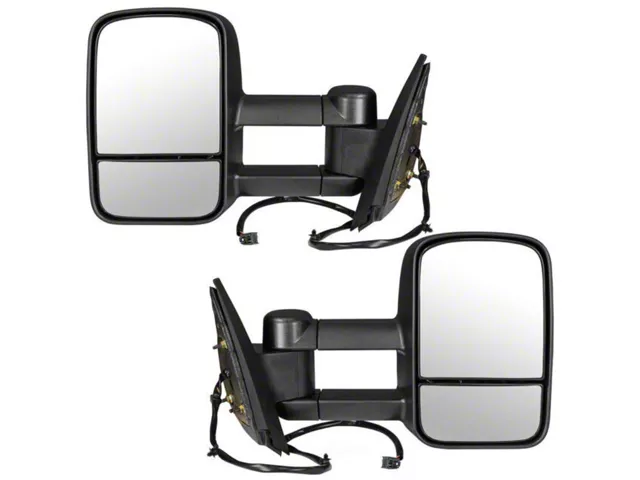 Heated Manual Towing Mirrors; Textured Black (15-19 Silverado 2500 HD)