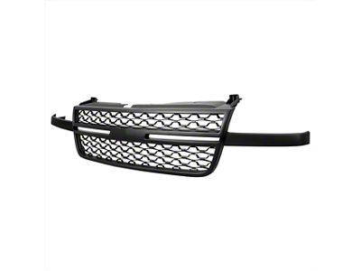 Honeycomb Mesh Upper Replacement Grille; Matte Black (05-06 Silverado 2500 HD)