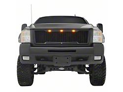 RedRock Impulse Upper Replacement Grille with Amber LED Lights; Matte Black (07-10 Silverado 2500 HD)