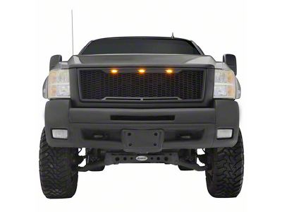 RedRock Impulse Upper Replacement Grille with Amber LED Lights; Matte Black (07-10 Silverado 2500 HD)
