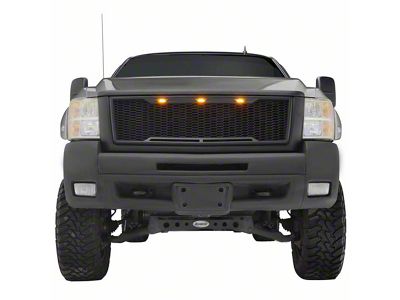 Impulse Upper Replacement Grille with Amber LED Lights; Matte Black (07-10 Silverado 2500 HD)