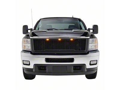 Impulse Upper Replacement Grille with Amber LED Lights; Matte Black (11-14 Silverado 2500 HD)