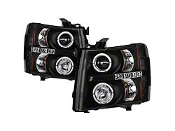 LED Halo Projector Headlights; Black Housing; Clear Lens (07-14 Silverado 2500 HD)