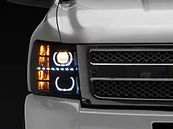 LED Halo Projector Headlights; Black Housing; Clear Lens (07-14 Silverado 2500 HD)