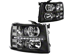 LED Reflector Headlights; Black Housing; Clear Lens (07-14 Silverado 2500 HD)