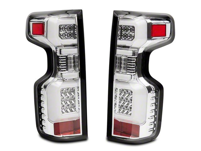 LED Tail Lights; Chrome Housing; Clear Lens (20-23 Silverado 2500 HD w/ Factory Halogen Tail Lights)