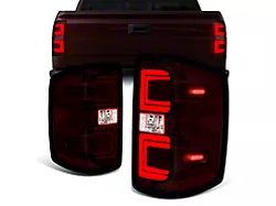 LED Tail Lights; Chrome Housing; Dark Red Lens (15-19 Silverado 2500 HD w/ Factory Halogen Tail Lights)