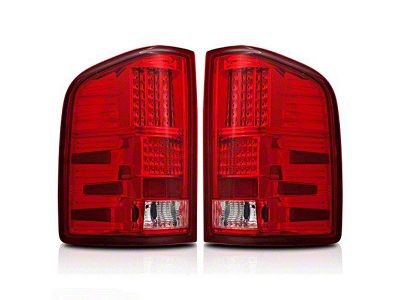 LED Tail Lights; Chrome Housing; Red/Clear Lens (07-14 Silverado 2500 HD)