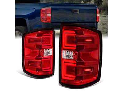 LED Tail Lights; Chrome Housing; Red Clear Lens (15-19 Silverado 2500 HD w/ Factory Halogen Tail Lights)