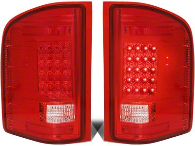 LED Tail Lights; Chrome Housing; Red Lens (07-14 Silverado 2500 HD)