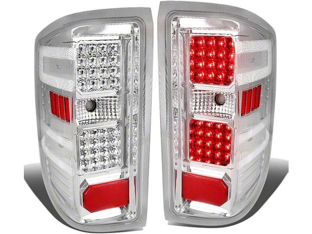 LED Tail Lights; Chrome Housing; Clear Lens (15-19 Silverado 2500 HD w/ Factory Halogen Tail Lights)