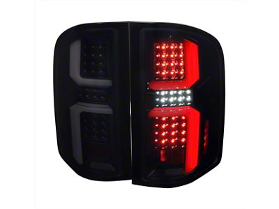 LED Tail Lights; Gloss Black Housing; Dark Smoked Lens (07-14 Silverado 2500 HD)
