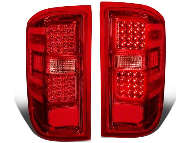 LED Tail Lights; Chrome Housing; Red Lens (15-19 Silverado 2500 HD w/ Factory Halogen Tail Lights)