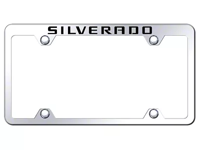 Silverado Laser Etched Wide Body License Plate Frame; Mirrored (Universal; Some Adaptation May Be Required)