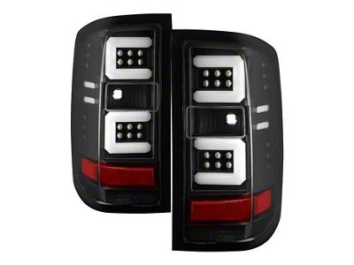 Light Bar LED Tail Lights; All Black Housing; Clear Lens (15-19 Silverado 2500 HD w/ Factory Halogen Tail Lights)