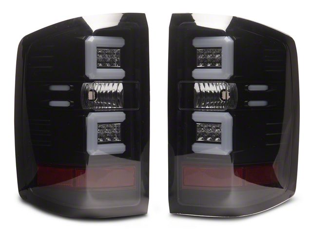 Light Bar LED Tail Lights; All Black Housing; Smoked Lens (16-19 Silverado 2500 HD w/ Factory LED Tail Lights)