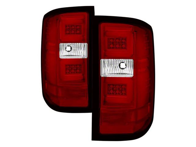 Light Bar LED Tail Lights; Chrome Housing; Red/Clear Lens (16-19 Silverado 2500 HD w/ Factory LED Tail Lights)