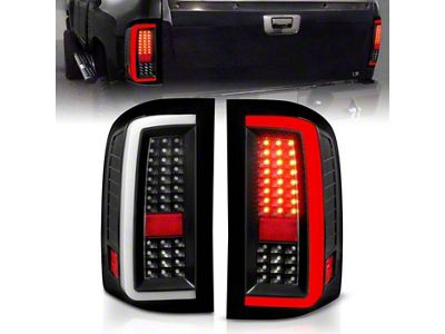 Light Bar Style LED Tail Lights; Black Housing; Clear Lens (07-14 Silverado 2500 HD w/ Factory Halogen Tail Lights)
