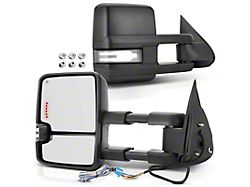 Powered Heated Manual Folding Towing Mirrors with Smoked Turn Signal with Running Light; Chrome (03-06 Silverado 2500 HD)