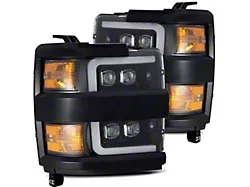 AlphaRex NOVA-Series LED Projector Headlights; Jet Black Housing; Clear Lens (15-19 Silverado 2500 HD)
