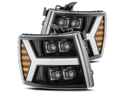 AlphaRex NOVA-Series LED Projector Headlights; Jet Black Housing; Clear Lens (07-14 Silverado 2500 HD)