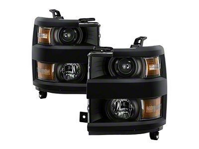 OE Style Headlights; Black Housing; Clear Lens (15-19 Silverado 2500 HD w/ Factory Halogen Headlights)